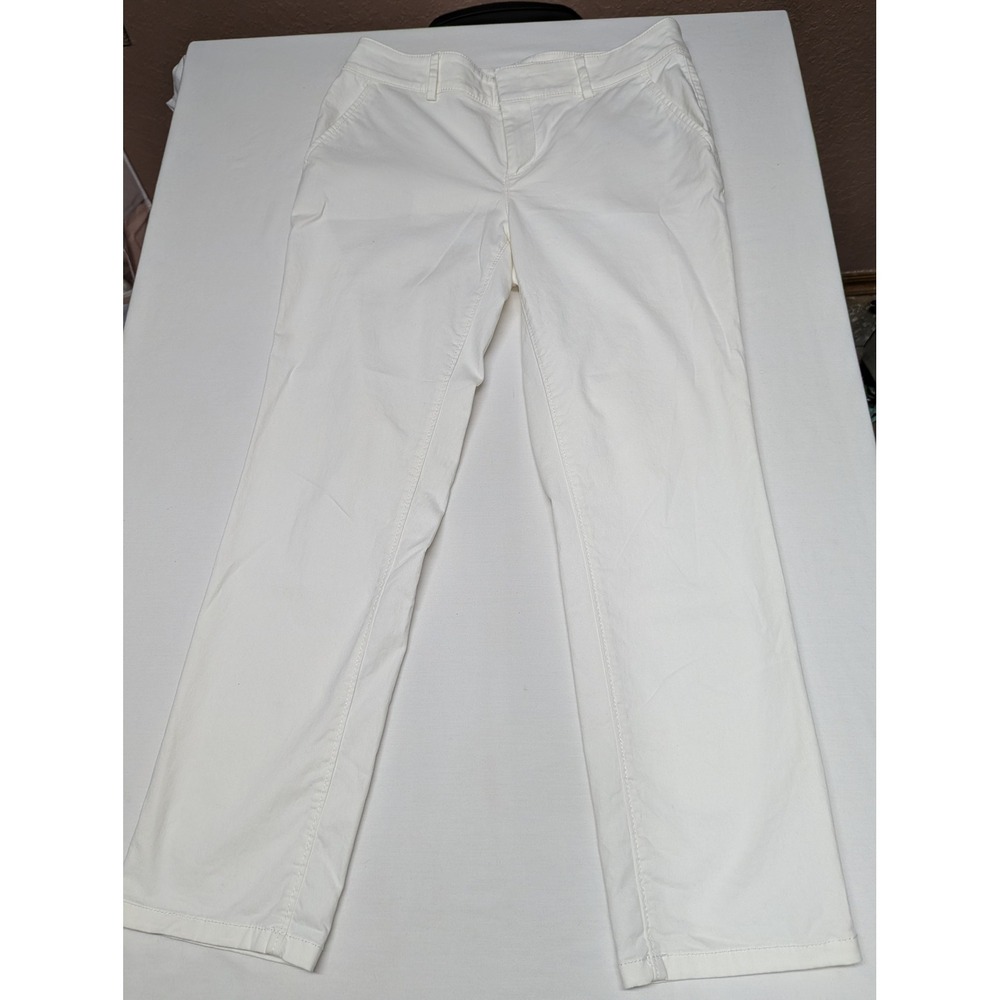 LOFT Womens Off White Straight Leg Chino Pants Size 10 Mid Rise Casual Trousers